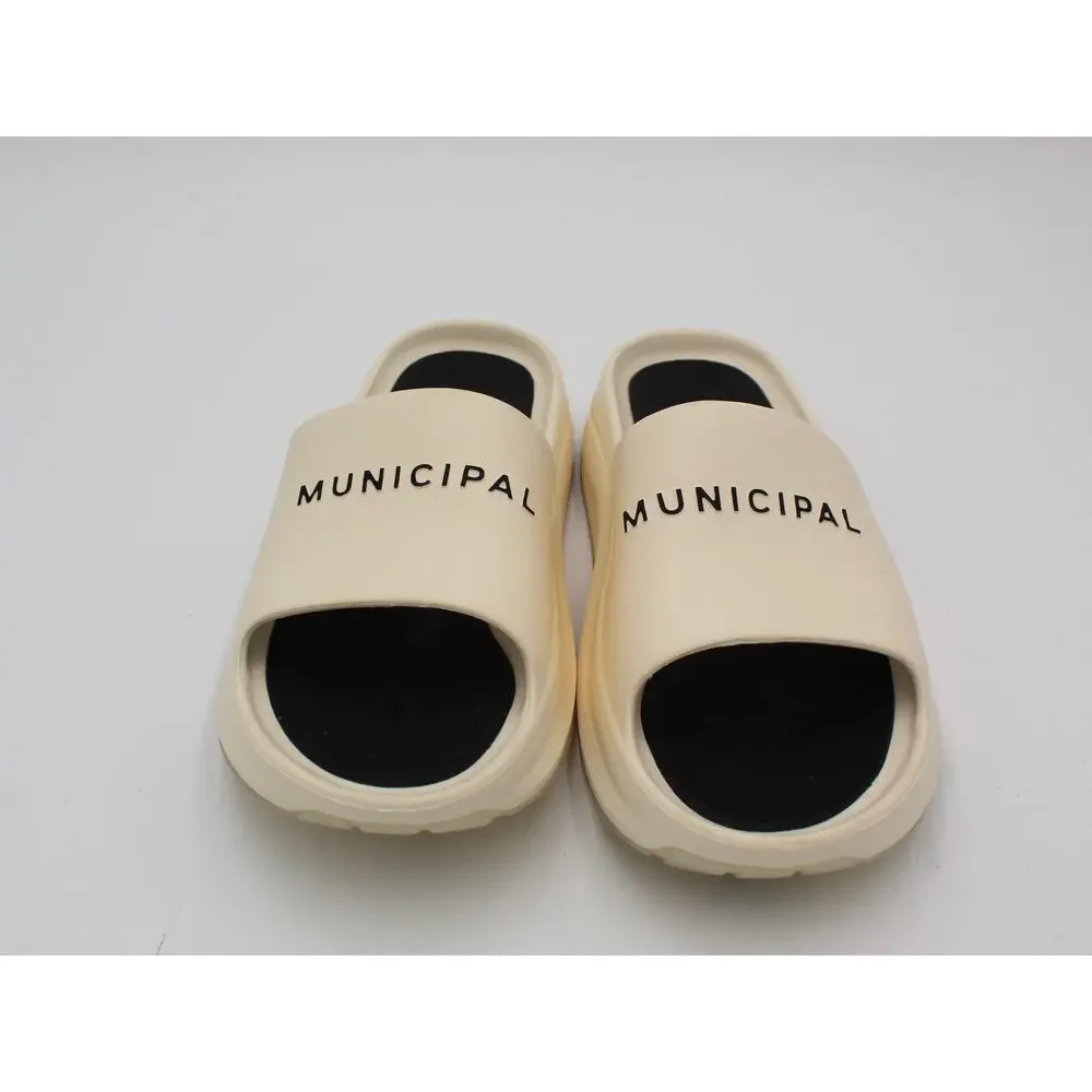 Municipal Podium Slide Mens 9 White Black Recovery Comfort Sandal Summer Outdoor